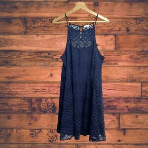5 for $25🔥Charming Charlie Navy Lace Sleeveless Skater Dress Large